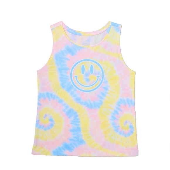 Girls Pastel Tie Dye Smiley Face Tank Top sz: S (6-6x) - Picture 1 of 2